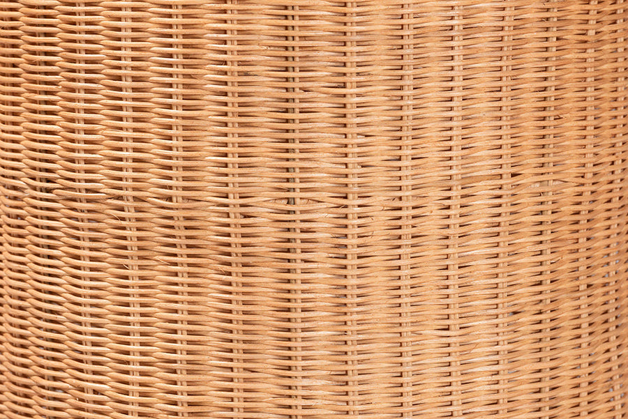 bali & pari Creusa Natural Rattan Laundry Basket with Bow Detail, Tall