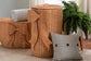 bali & pari Creusa Natural Rattan Laundry Basket with Bow Detail, Tall