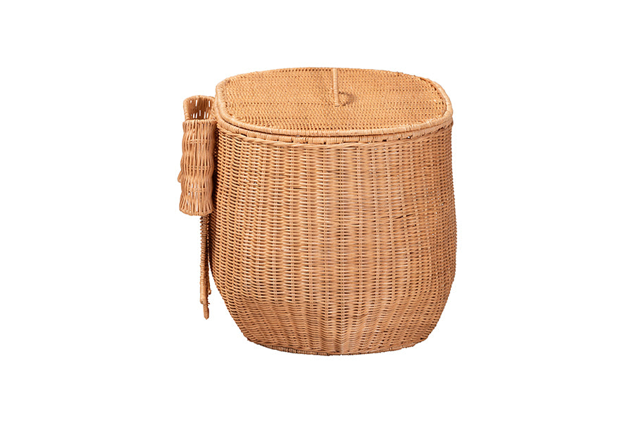 bali & pari Creusa Natural Rattan Laundry Basket with Bow Detail, Wide