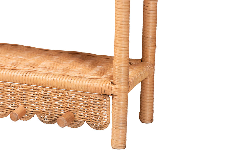 bali & pari Creusa Natural Rattan 2-Tier Wall Shelf with Bow Detail