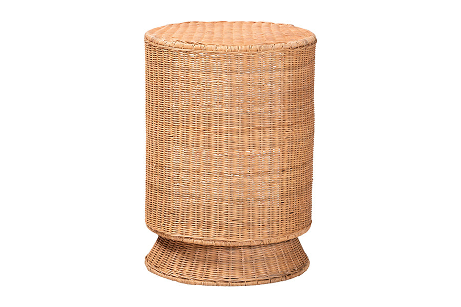 bali & pari Dorielle Natural Rattan End Table with Two Shelves