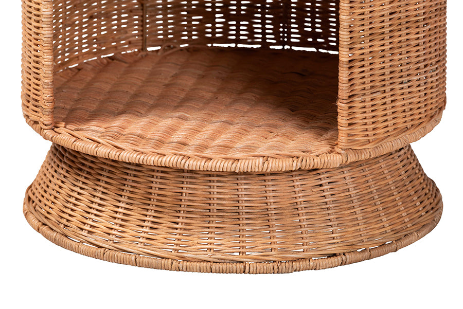 bali & pari Dorielle Natural Rattan End Table with Two Shelves