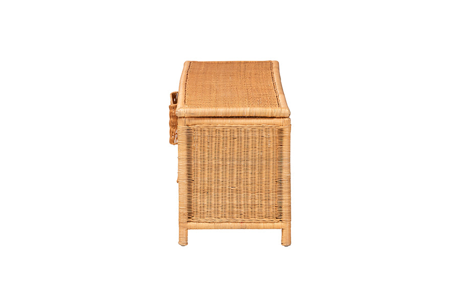 bali & pari Creusa Natural Rattan Storage Bench with Bow Detail