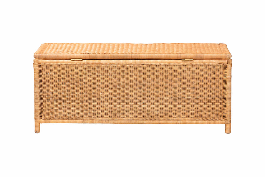 bali & pari Creusa Natural Rattan Storage Bench with Bow Detail