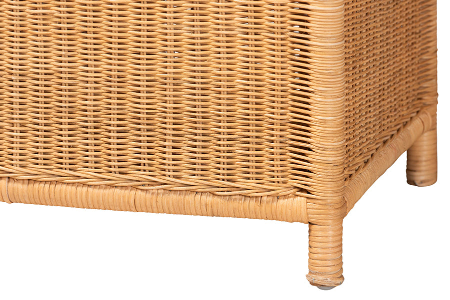 bali & pari Creusa Natural Rattan Storage Bench with Bow Detail