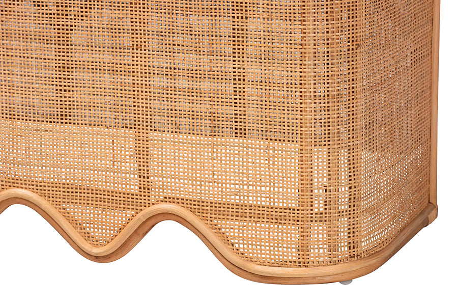 bali & pari Rivka Natural Rattan Storage Bench with Scalloped Base and Cushion