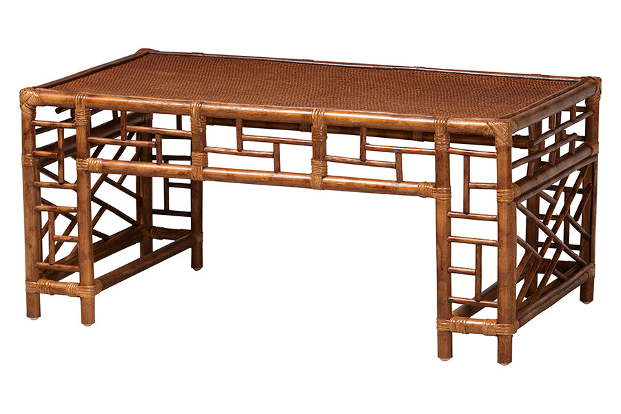 bali & pari Wahid Marbled Tortoise Rattan Coffee Table