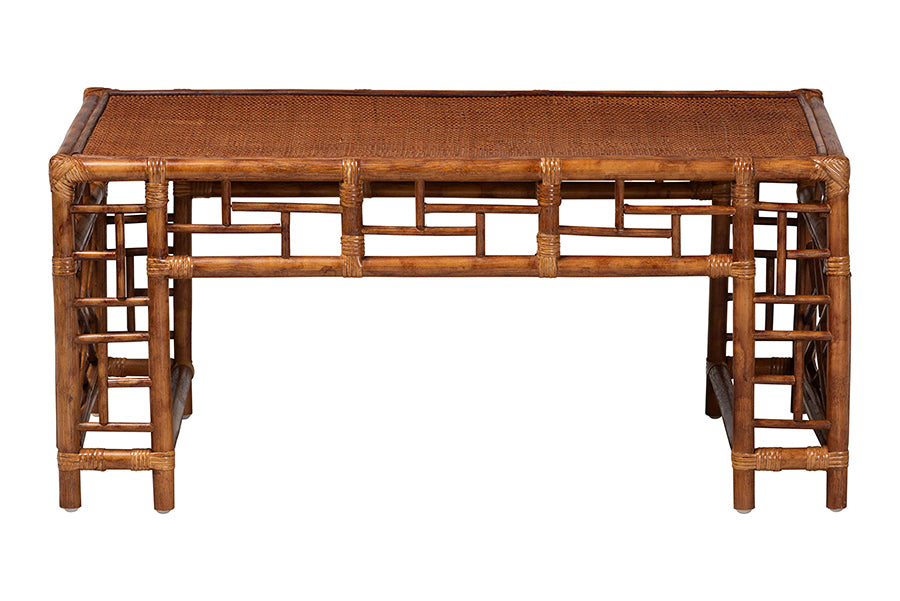 bali & pari Wahid Marbled Tortoise Rattan Coffee Table