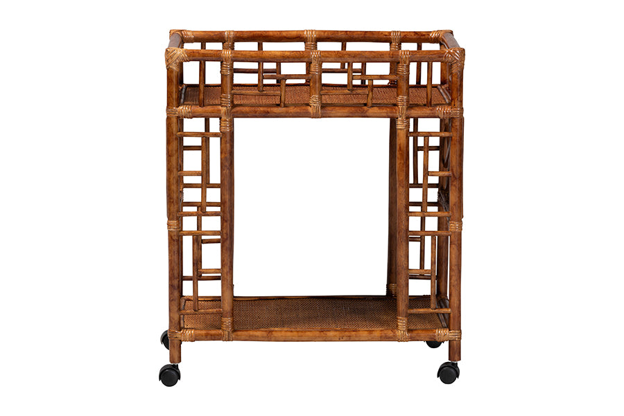 bali & pari Wahid Marbled Tortoise Rattan Kitchen Cart