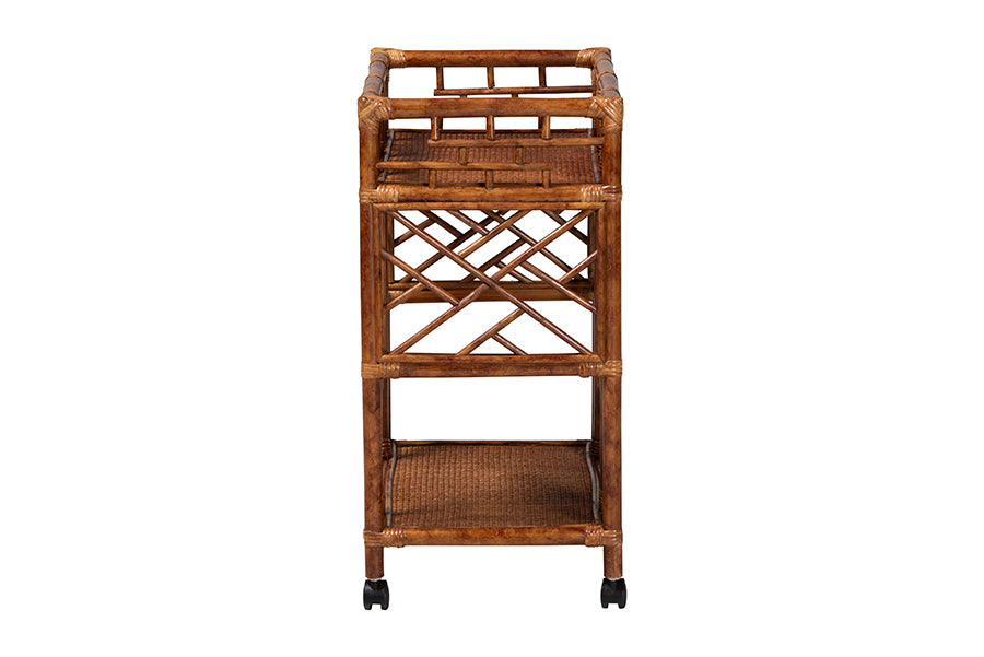 bali & pari Wahid Marbled Tortoise Rattan Kitchen Cart