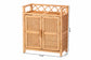 bali & pari Hendrina Natural Rattan and Mahogany Wood Shoe Cabinet, 3-Tier