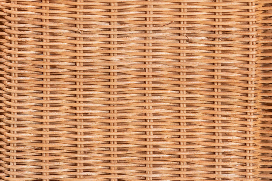 bali & pari Hendrina Natural Rattan and Mahogany Wood Shoe Cabinet, 3-Tier
