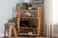 bali & pari Hendrina Natural Rattan and Mahogany Wood Shoe Cabinet, 4-Tier