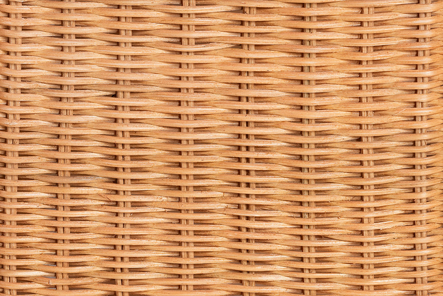 bali & pari Hendrina Natural Rattan and Mahogany Wood Shoe Cabinet, 4-Tier