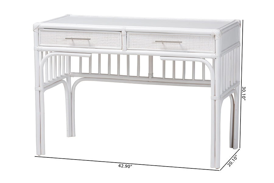 bali & pari Onella Natural Rattan Writing Desk with Two Drawers