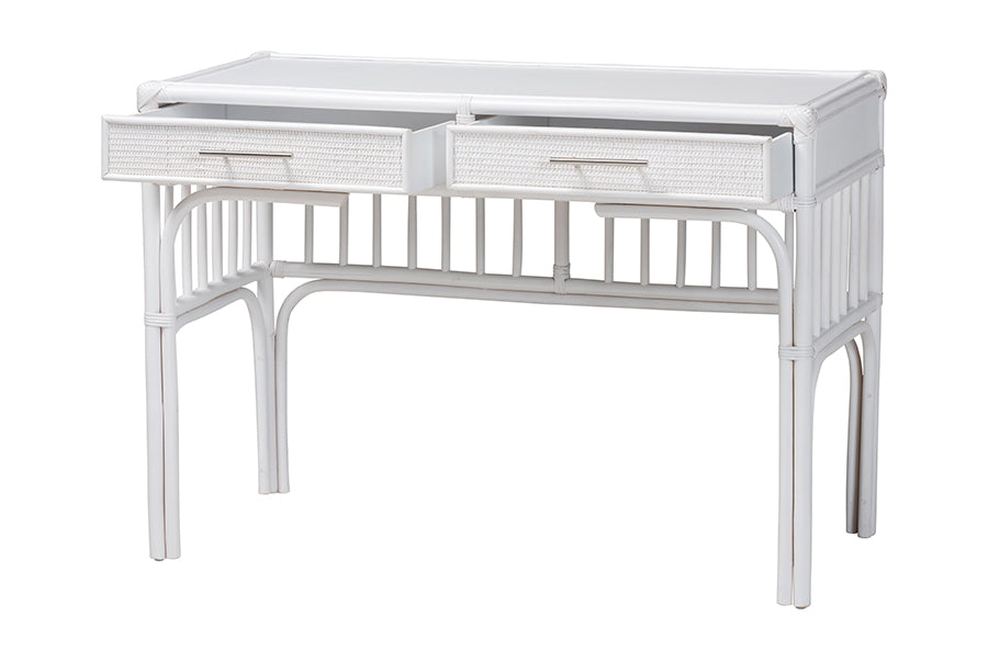 bali & pari Onella Natural Rattan Writing Desk with Two Drawers