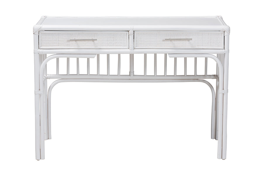 bali & pari Onella Natural Rattan Writing Desk with Two Drawers