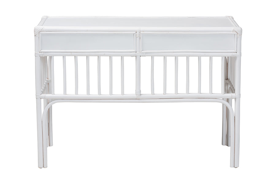 bali & pari Onella Natural Rattan Writing Desk with Two Drawers