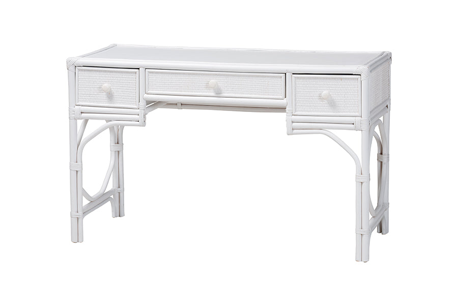 bali & pari Arben Natural Rattan Writing Desk with Three Drawers