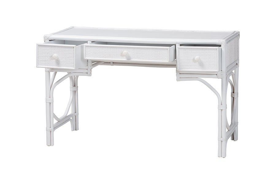 bali & pari Arben Natural Rattan Writing Desk with Three Drawers