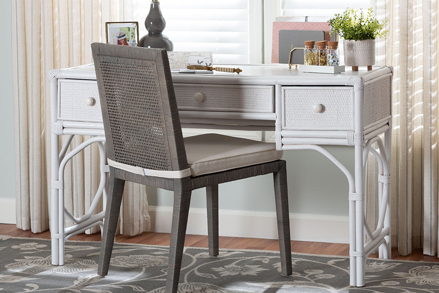 bali & pari Arben Natural Rattan Writing Desk with Three Drawers