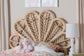 bali & pari Lolita Natural Rattan Freestanding Headboard with Leaf Motif, Twin