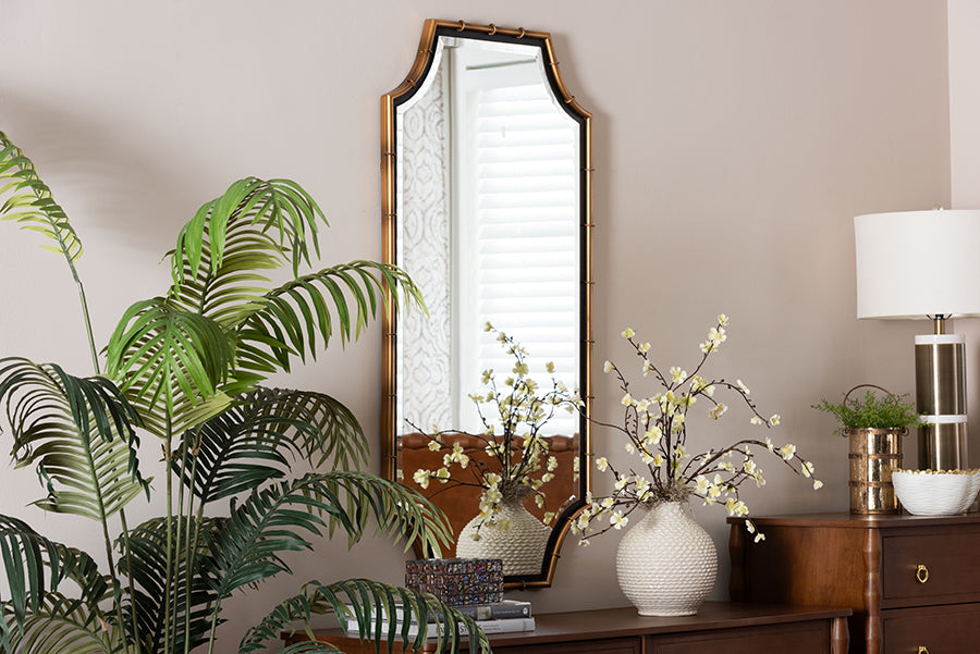 Baxton Studio Lieven Accent Wall Mirror with Bamboo Inspired Frame