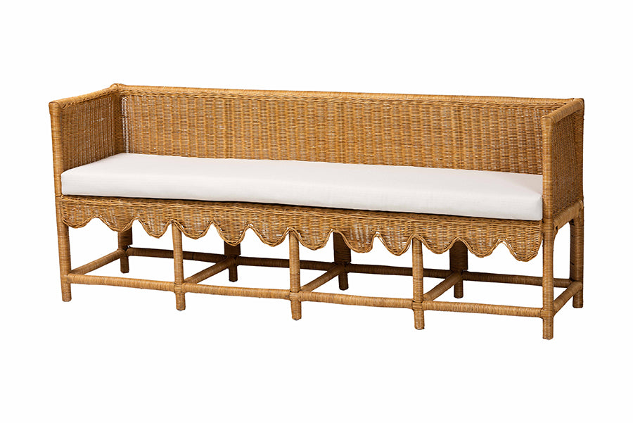 bali & pari Serenay Natural Rattan Dining Bench, 77"