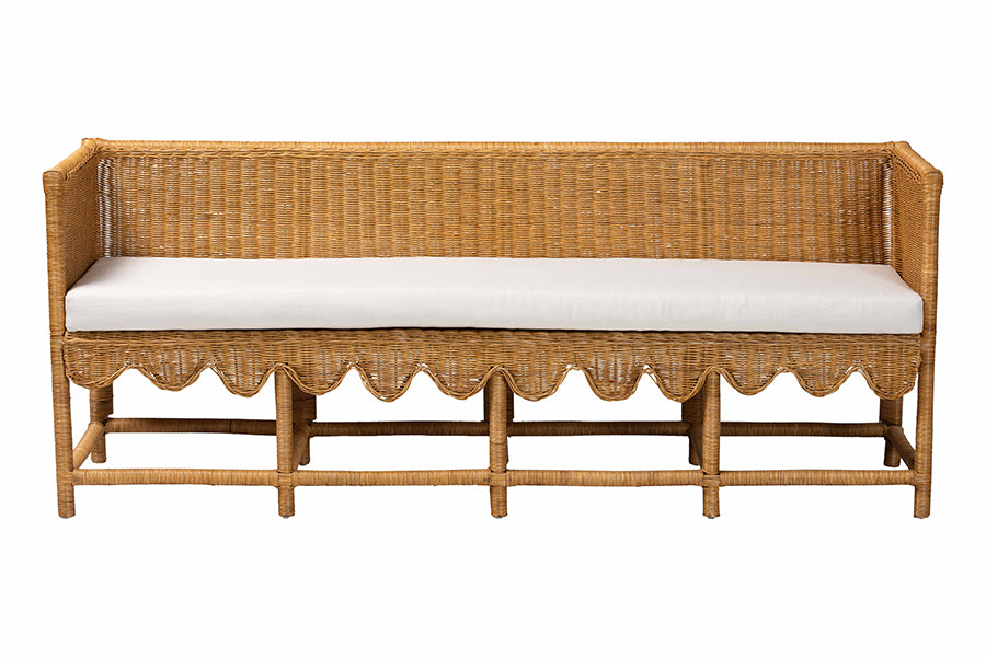 bali & pari Serenay Natural Rattan Dining Bench, 77"