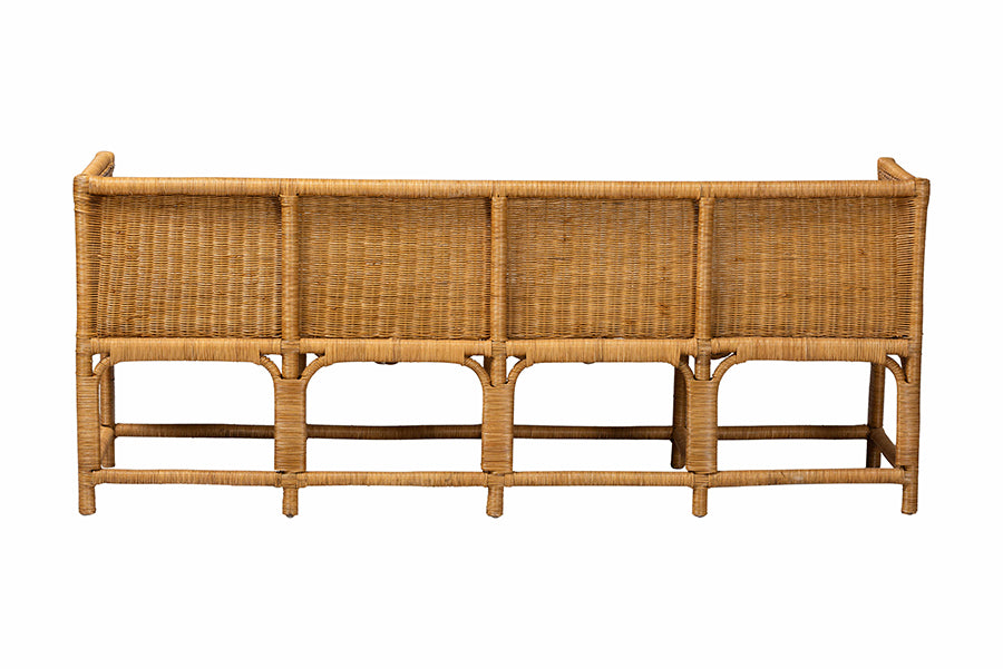 bali & pari Serenay Natural Rattan Dining Bench, 77"
