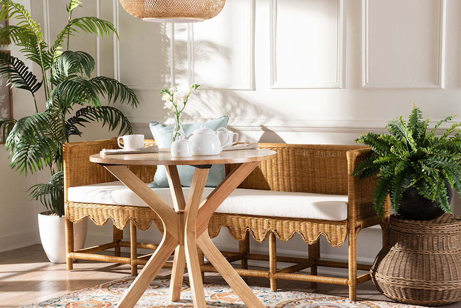 bali & pari Serenay Natural Rattan Dining Bench, 77"