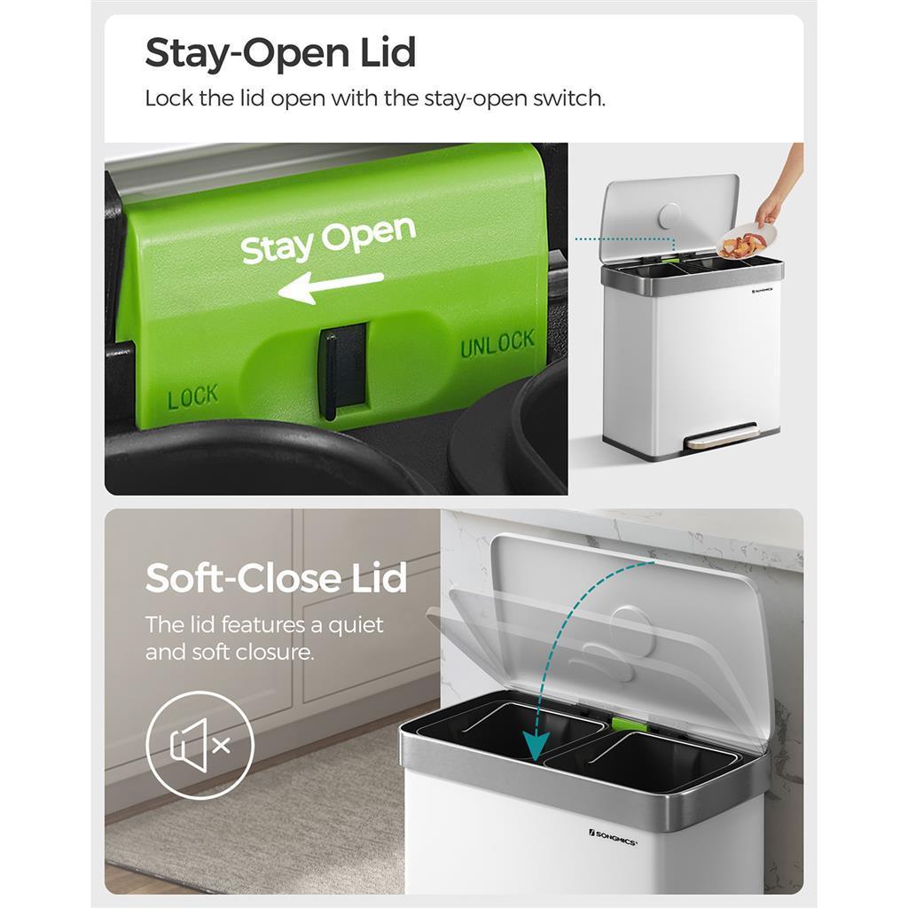 16 Gallon(2 x 8 Gallon) Dual Compartment Garbage Can FredCo