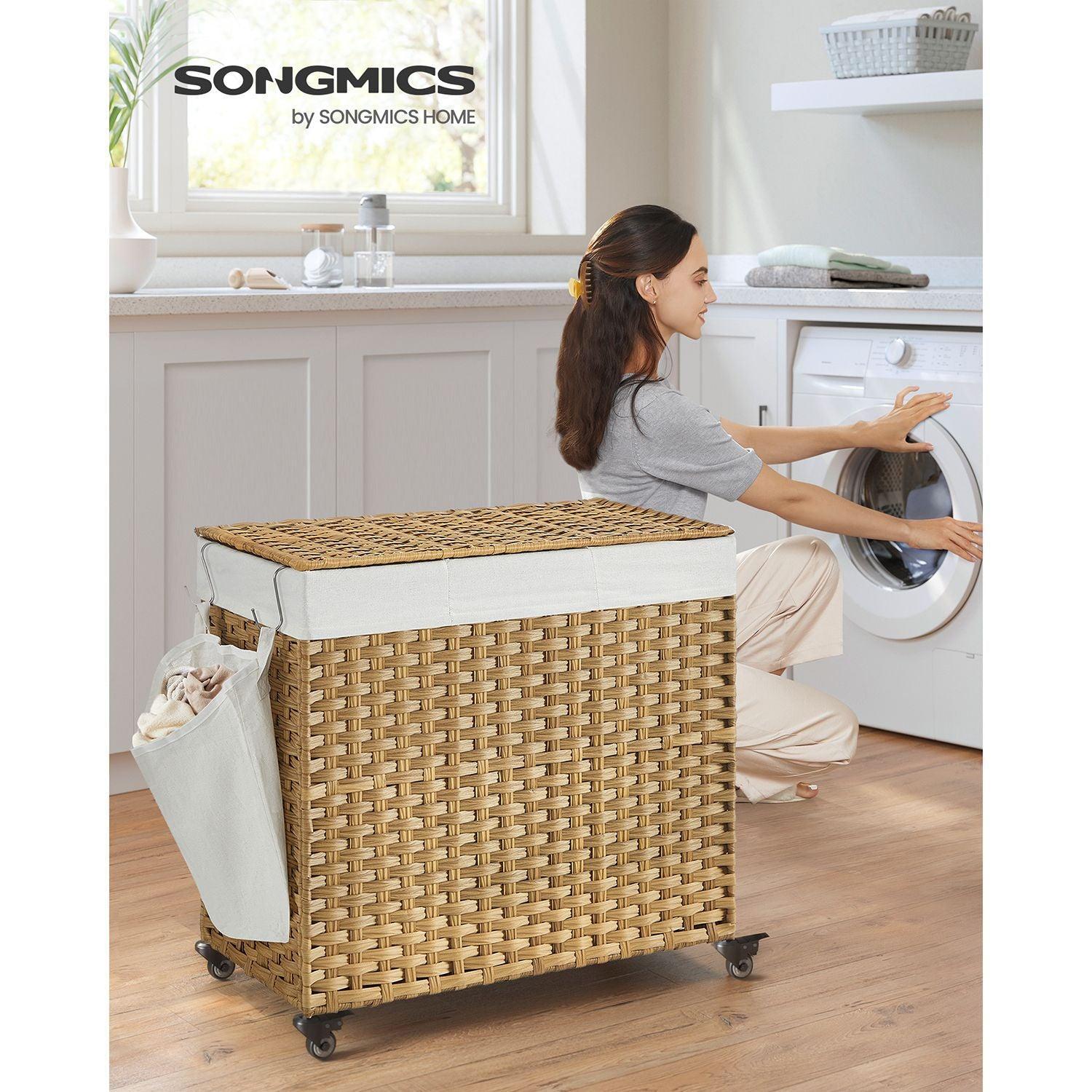 160L Rolling Laundry Basket with Wheels FredCo