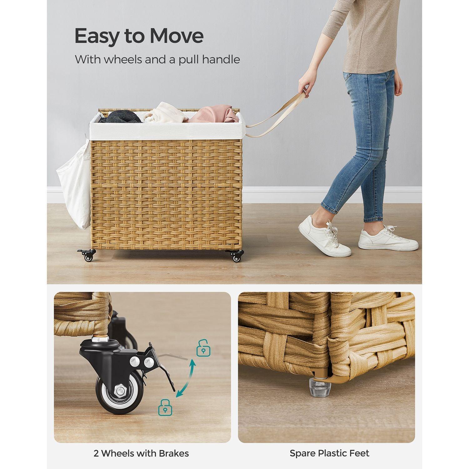 160L Rolling Laundry Basket with Wheels FredCo