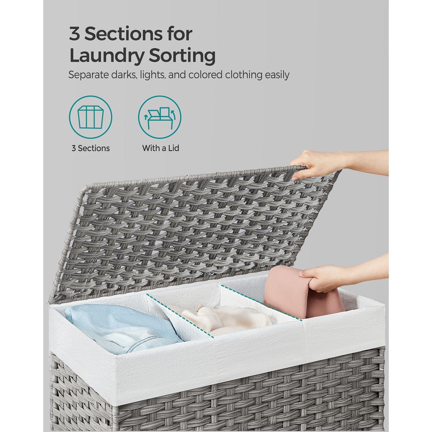 160L Rollling Laundry Hamper with Lid FredCo