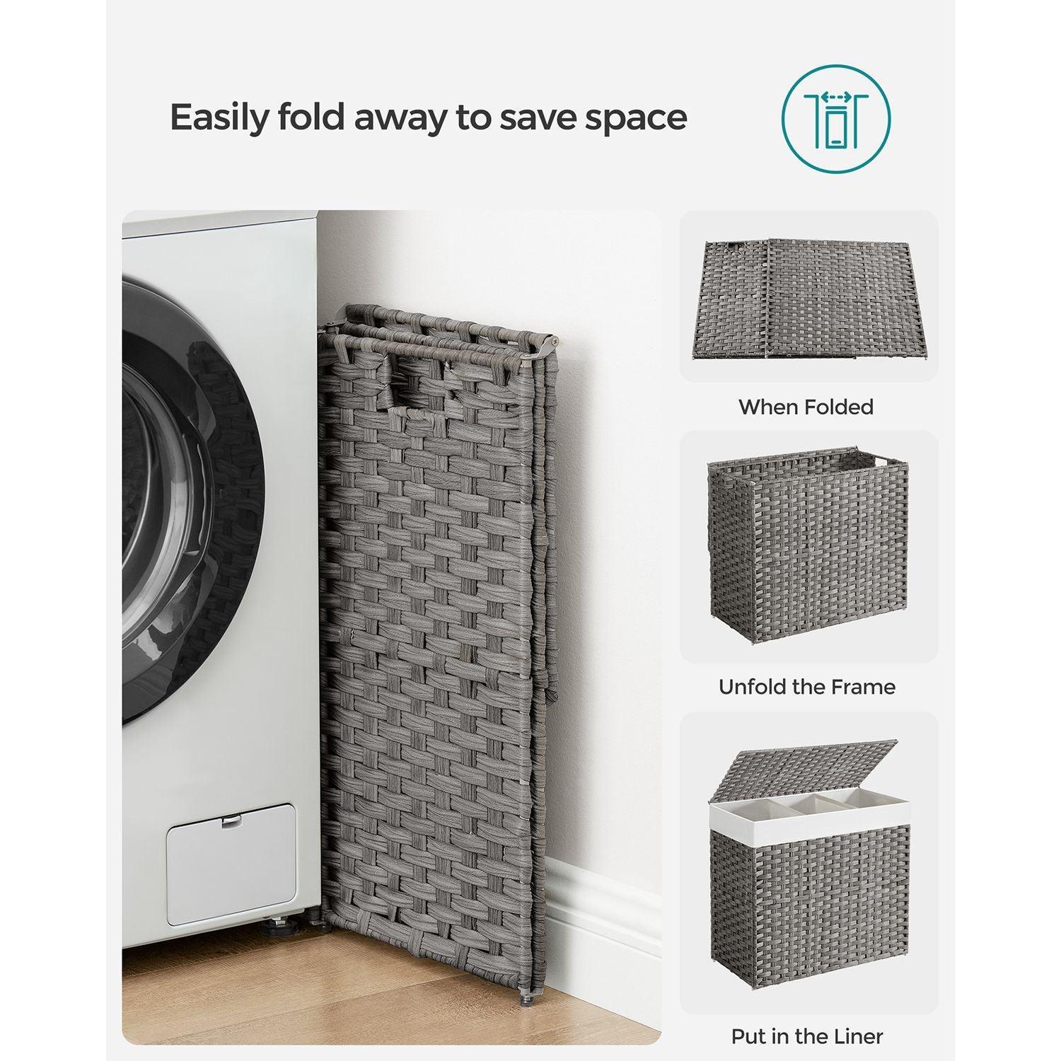 160L Rollling Laundry Hamper with Lid FredCo
