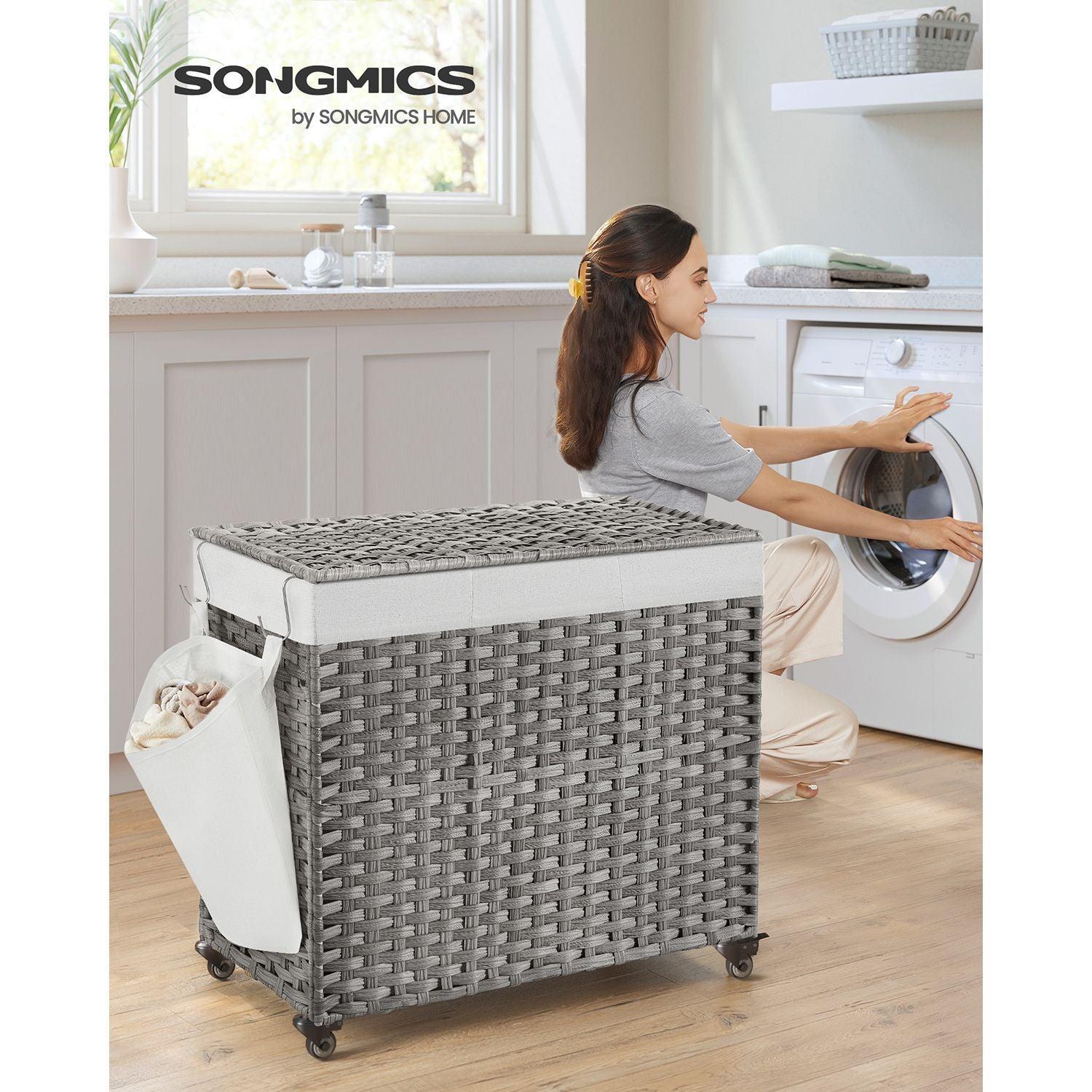 160L Rollling Laundry Hamper with Lid FredCo