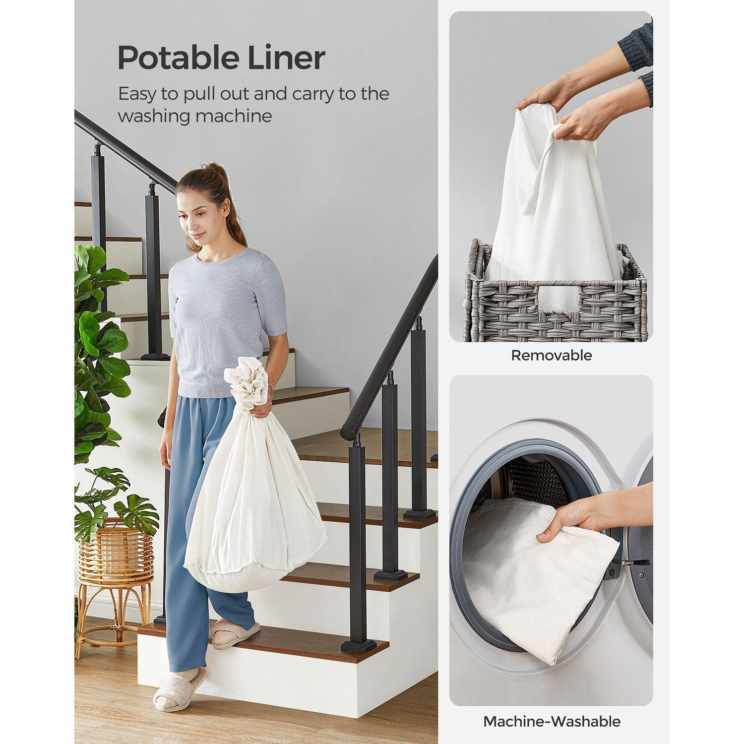 160L Rollling Laundry Hamper with Lid FredCo