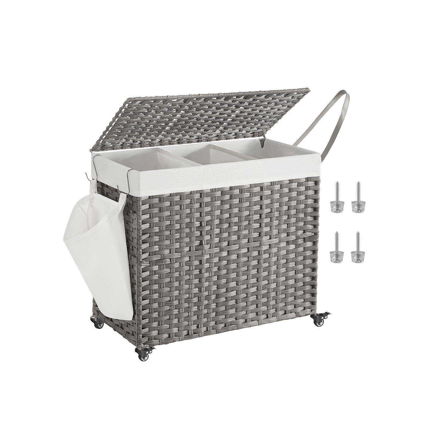 160L Rollling Laundry Hamper with Lid FredCo