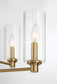 Modern brass and glass chandelier close-up, contemporary lighting from FredCo International