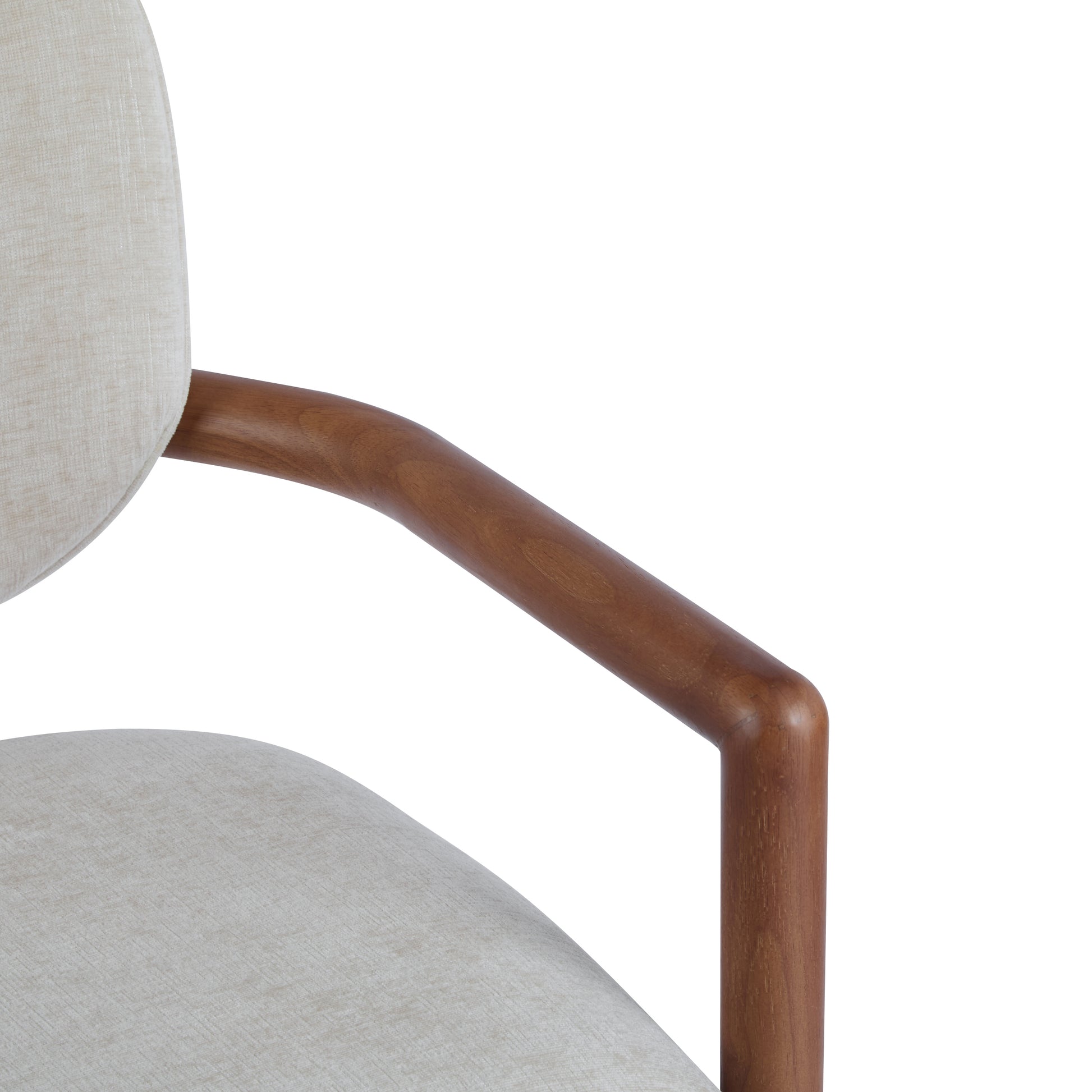 Dining Chairs Set of 2 Upholstered Arm Chairs, Rubber Wood Accent Chairs Beige Fabric Seating, 300 LBS Weight Capacity FredCo