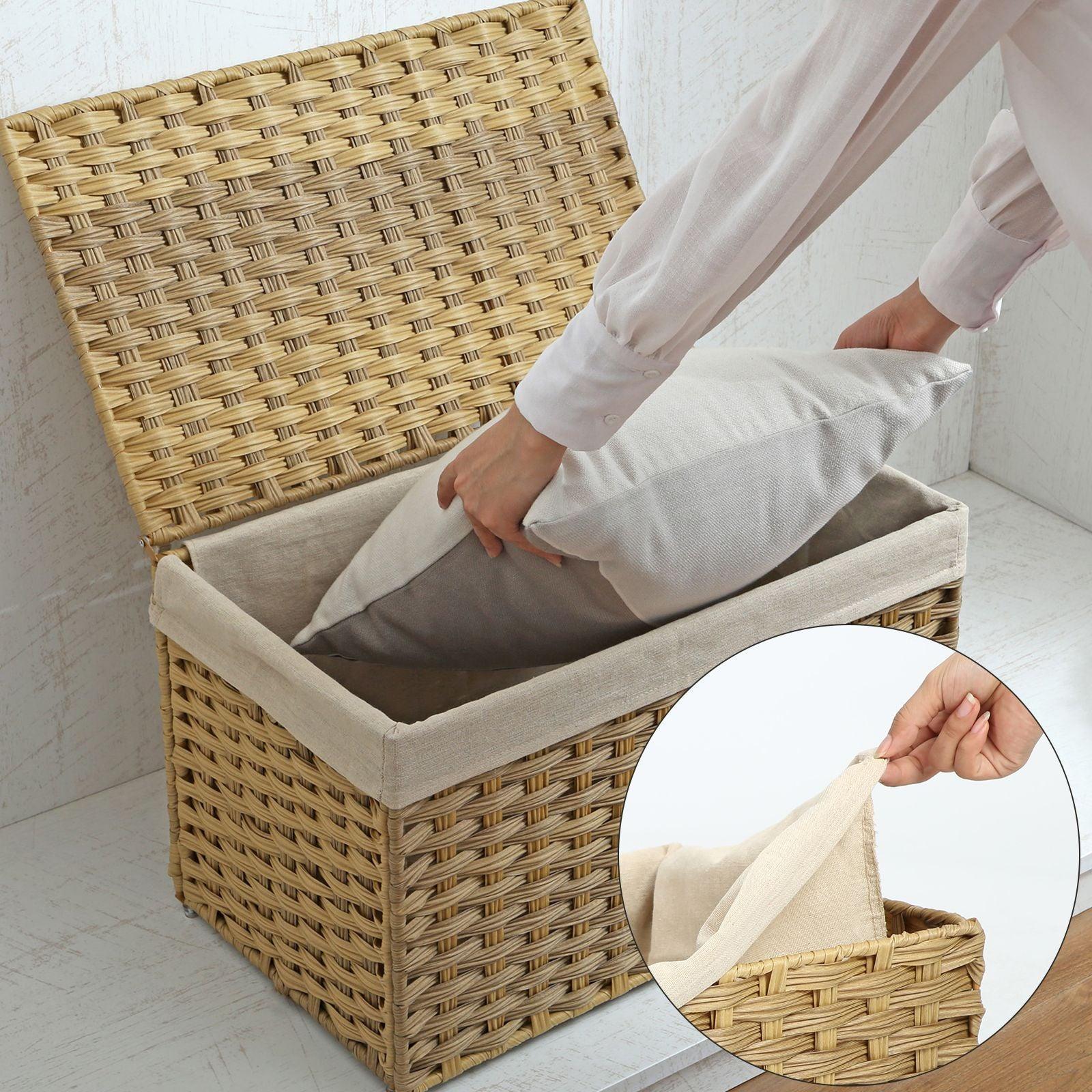 17.2 Gallon Woven Storage Basket with Lid FredCo