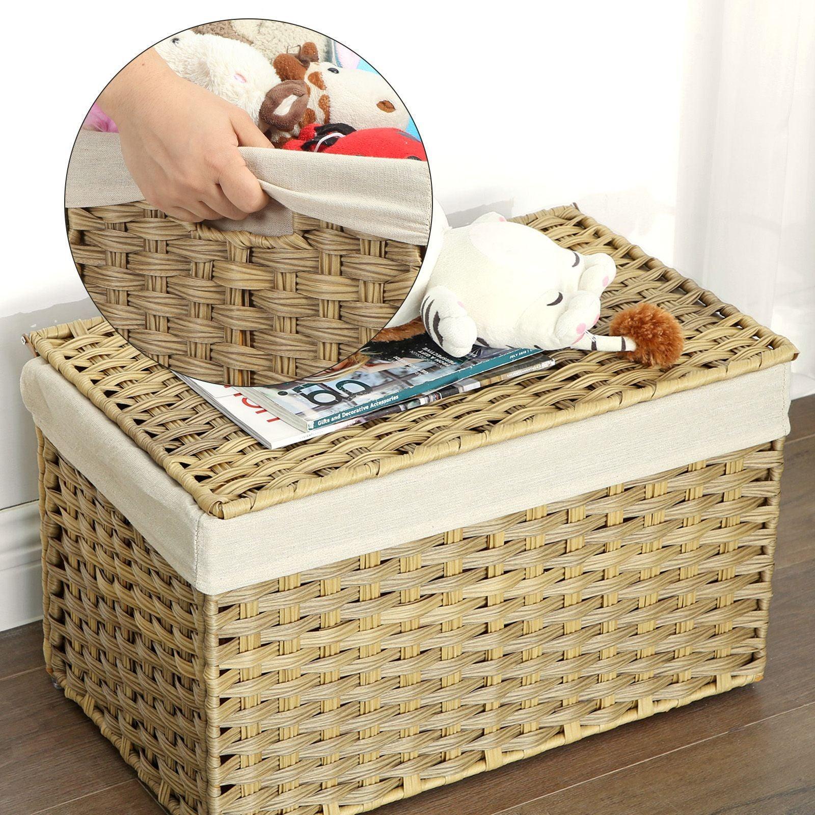 17.2 Gallon Woven Storage Basket with Lid FredCo