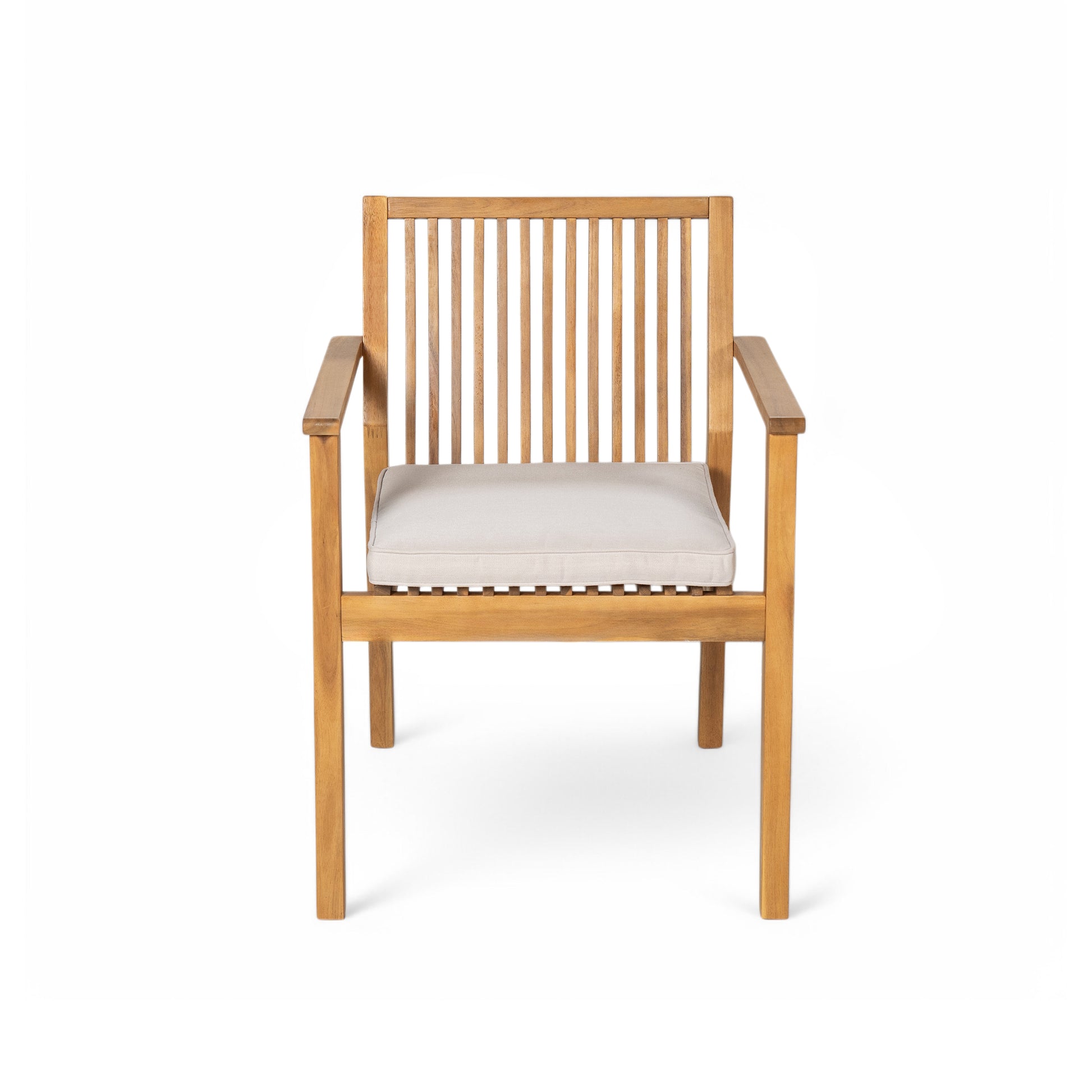 Patio Dining Chair Set of 2 - Sturdy Acacia Wood, Comfortable Waterproof Seating, 400 lbs Capacity, Natural Color Frame FredCo