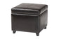 Dark Brown Full Leather Storage Cube Ottoman