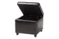 Dark Brown Full Leather Storage Cube Ottoman