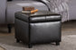 Dark Brown Full Leather Storage Cube Ottoman