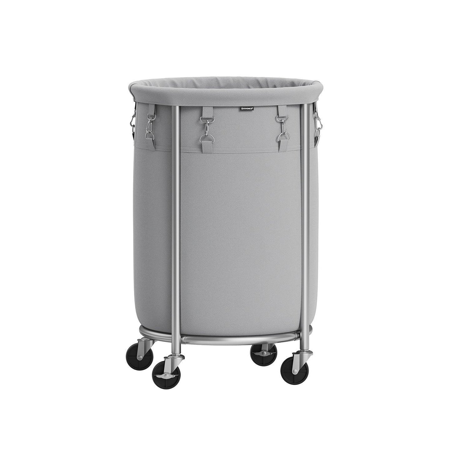 18.5-Gallon Laundry Basket on Wheels Gray and Silver FredCo
