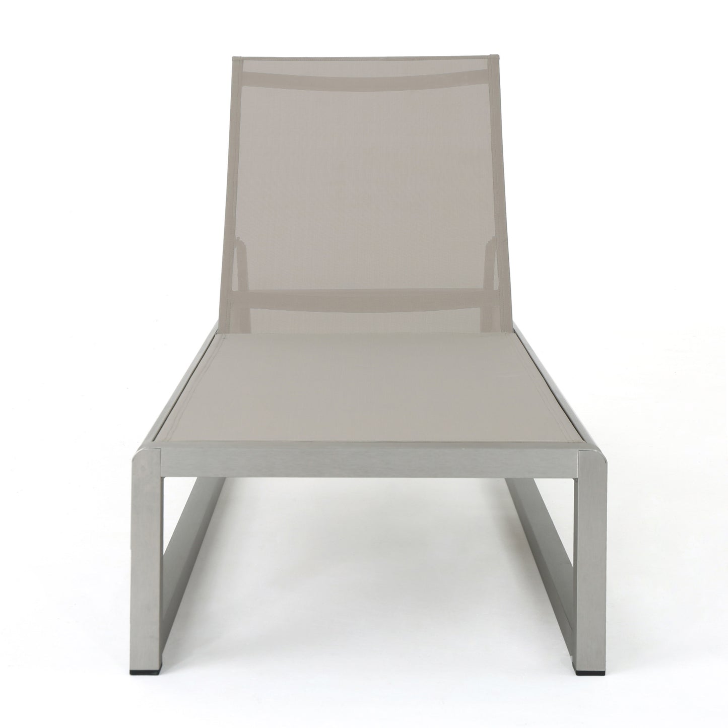 Outdoor Chaise Lounge Set of 2 with Adjustable Aluminum Frame and Textilene Mesh Seating in Grey FredCo