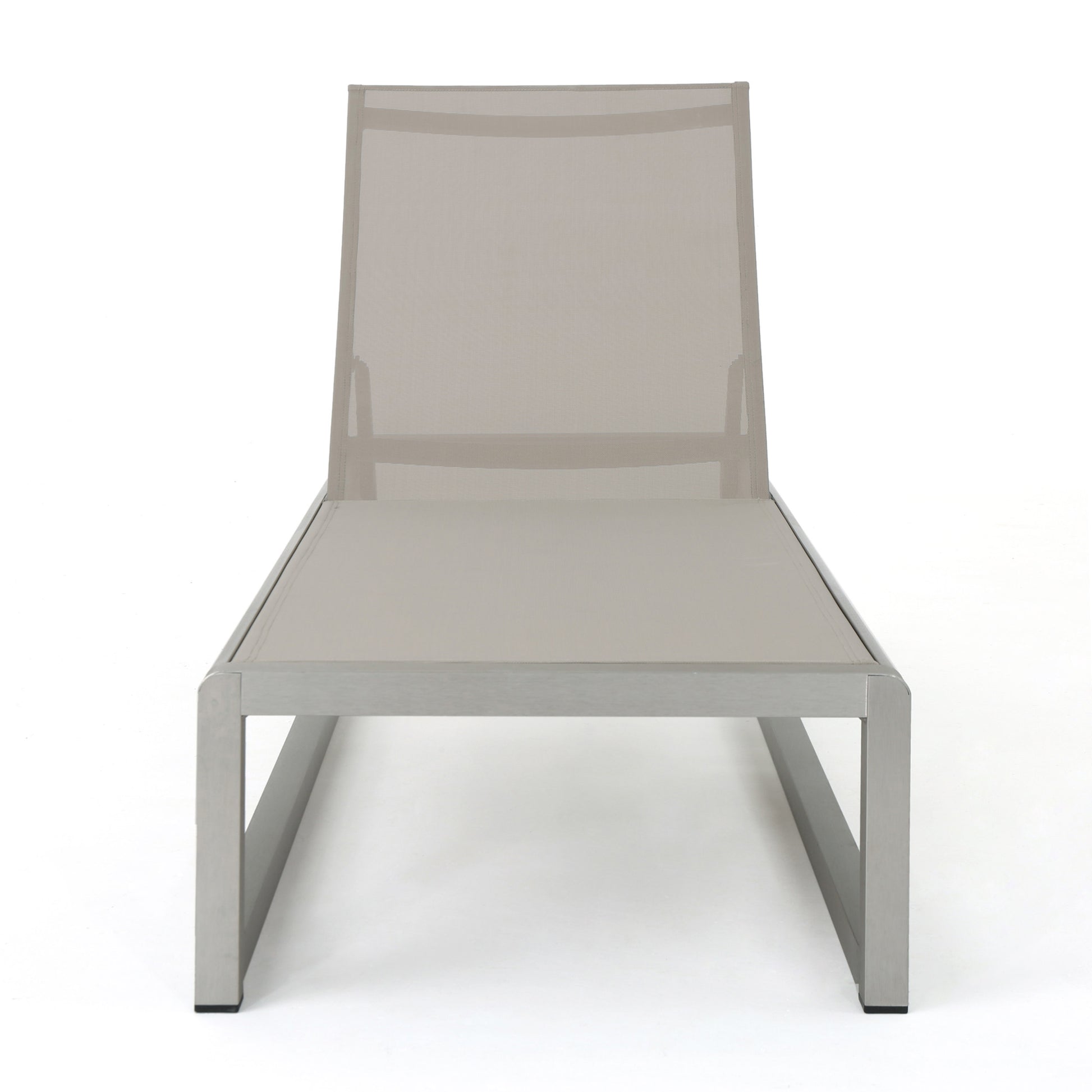 Outdoor Chaise Lounge Set of 2 with Adjustable Aluminum Frame and Textilene Mesh Seating in Grey FredCo